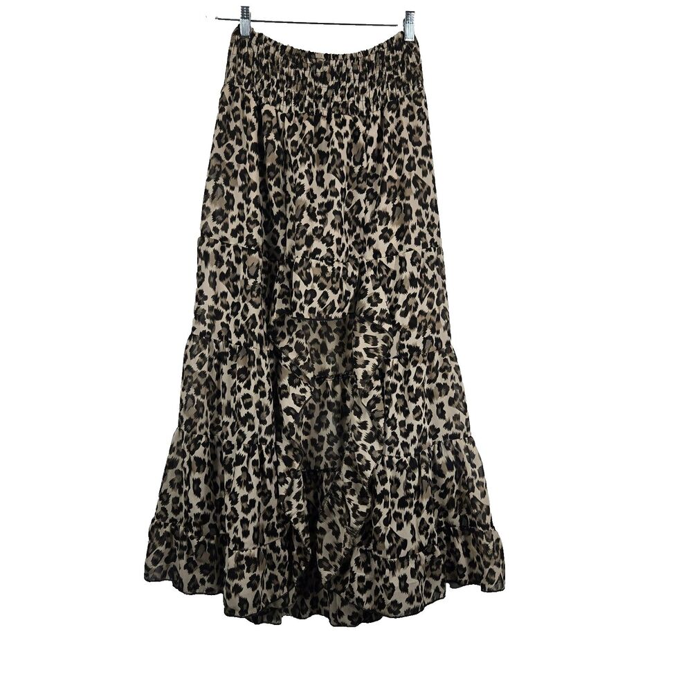 Zury Women's Free Size Hi Low Leopard Print Maxi Skirt